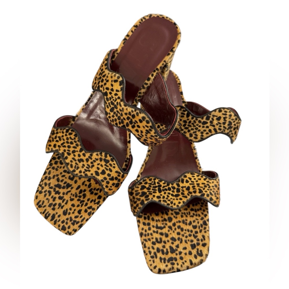 NEW STAUD Frankie Wavy Cheetah Print Calf Hair Block Heel Sandals Sz 8.5 - Picture 8 of 16